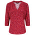 Emreco 3/4 Sleeve Red Fleck Print Mandarin Blouse – 026107EW